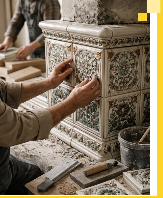 Изразцовые камины под ключ в Ижевске: проект и монтаж