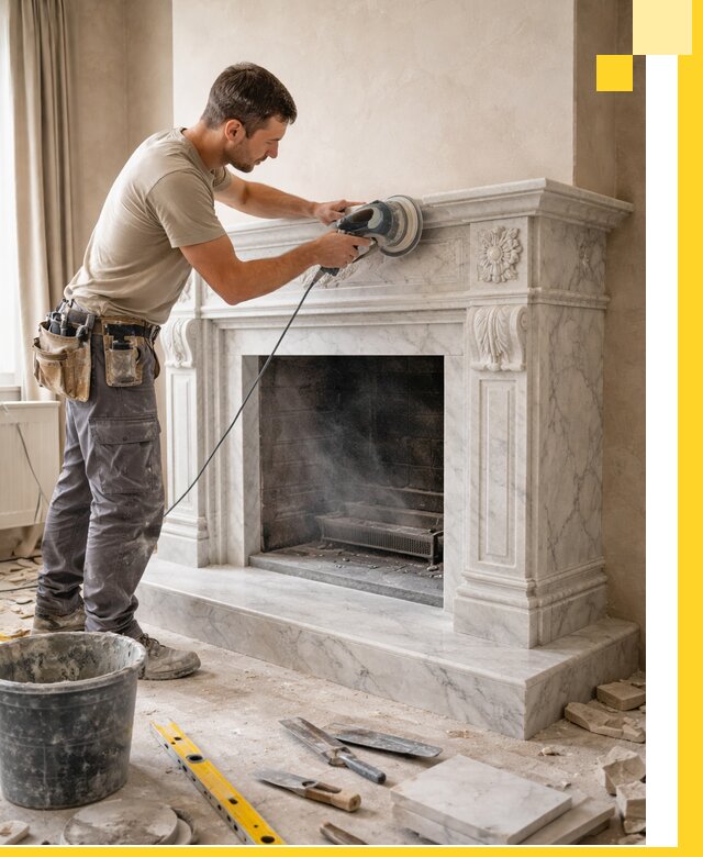 Изготовление и установка мраморных каминов в Ижевске под ключ