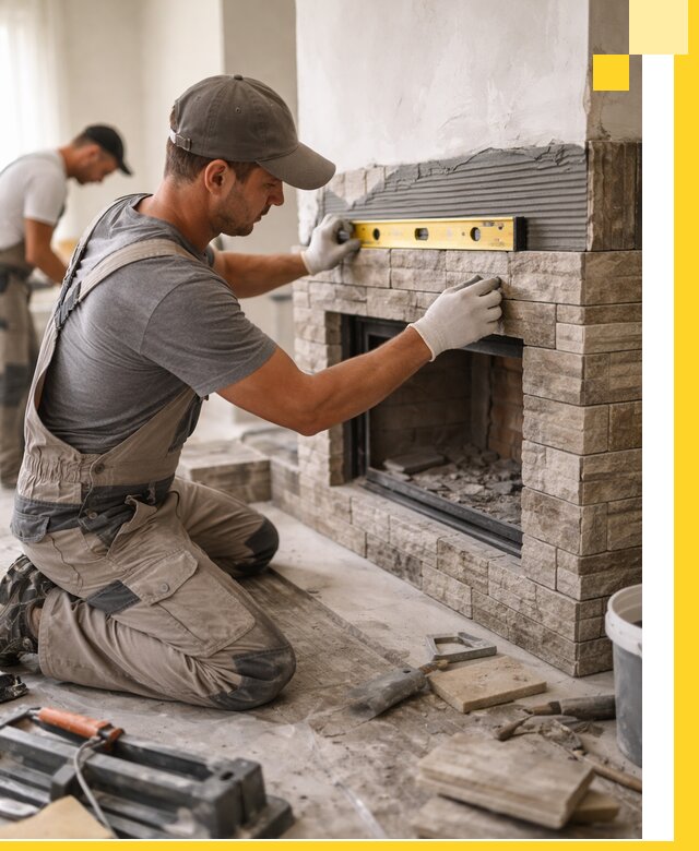 Облицовка каминов в Ижевске, монтаж и отделка натуральным камнем