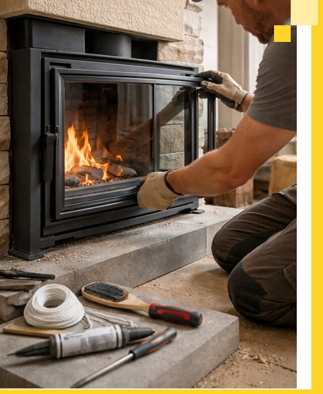 Производство, монтаж и доставка каминов со стеклом в Ижевске