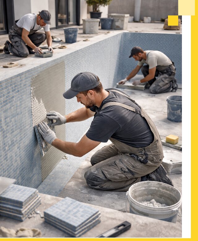 Облицовка бассейнов в Ижевске плитка мозаика гидроизоляция