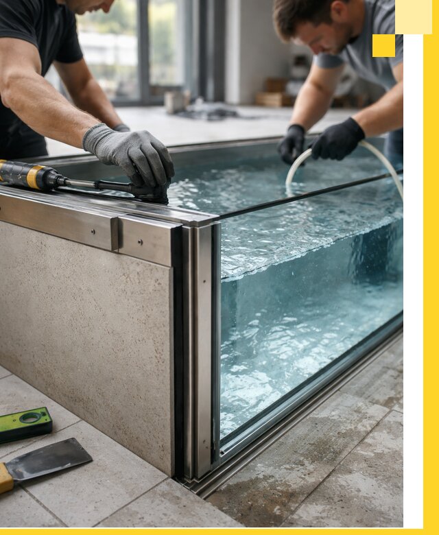 Проектирование и монтаж стеклянных бассейнов в Ижевске