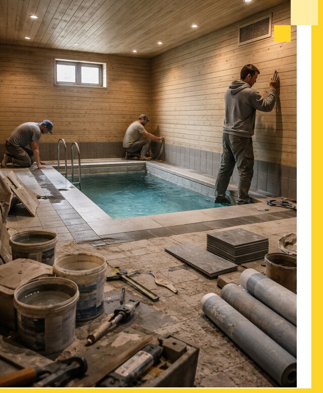 Строительство бани с бассейном и сауной под ключ в Ижевске