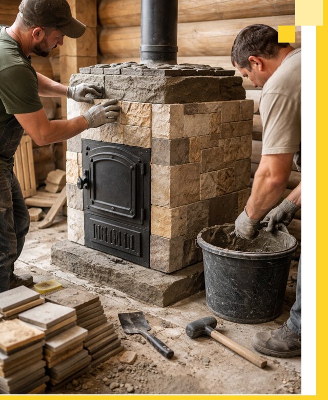 Облицовка банной печи под ключ в Ижевске: камень и плитка