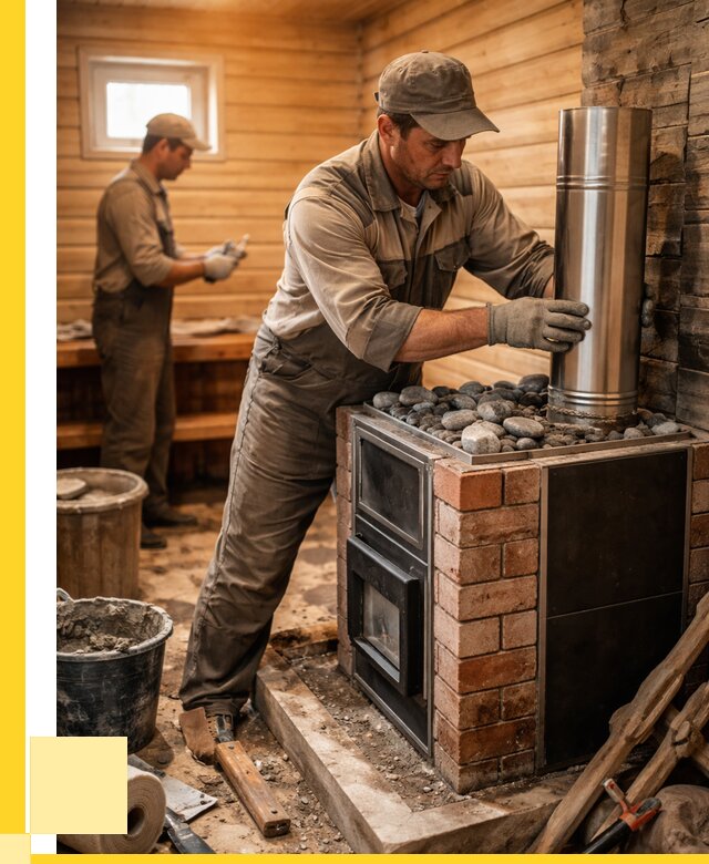 Монтаж печи в бане под ключ в Ижевске от 20774 р. | ЭриданЖвс