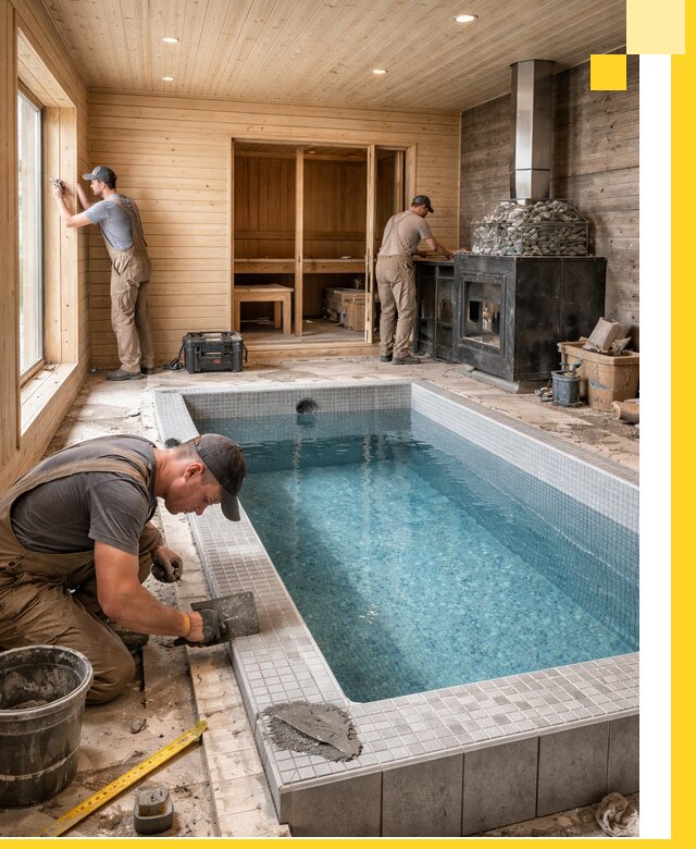 Проект бани с бассейном и сауной в Ижевске под ключ