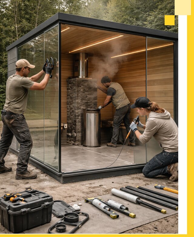 Проектирование и строительство стеклянных бань в Ижевске