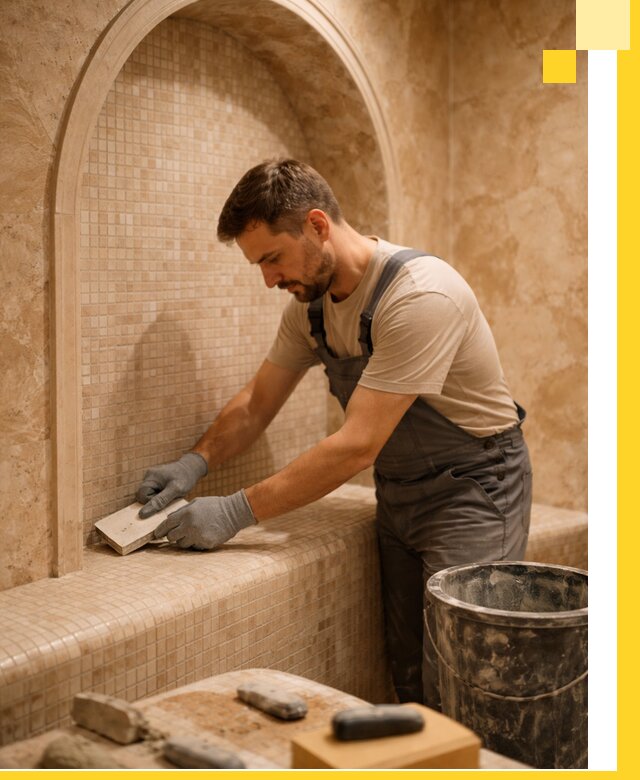 Профессиональная отделка хамамов с мозаикой под ключ в Ижевске