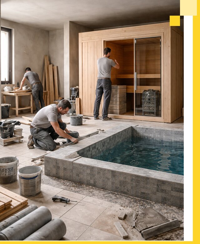 SPA зоны под ключ с бассейном сауной и печью в Ижевске